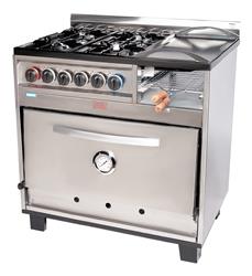 COCINA 4H+P AB-4 R.FUND. AC.INOX 430 H.PIZZ. + CARLITERO 85X61X82CM TECNOCALOR